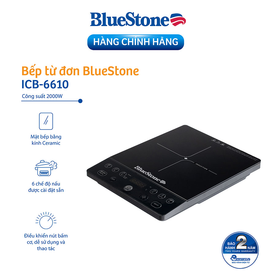 Bếp Từ Đơn BlueStone ICB-6610 (2000W - Kèm nồi lẩu) - Hàng Chính Hãng