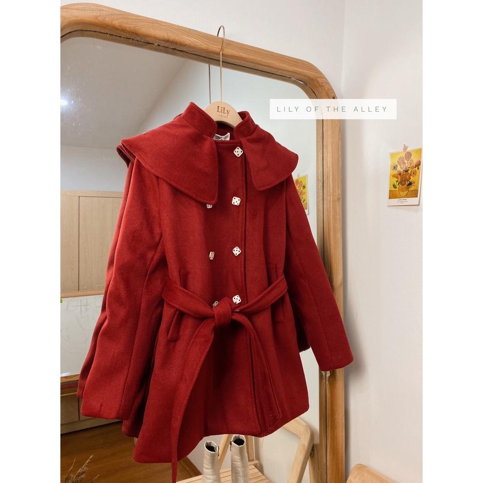 Áo khoác dạ đỏ 2 hàng khuy