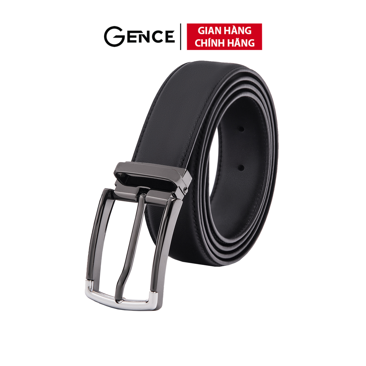 Dây Lưng Nam Thắt Lưng Chính Hãng GENCE LG47 Da Bò Cao Cấp Màu Đen