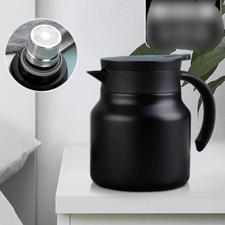 Ấm pha trà, cafe để bàn 1000ml có lưới lọc inox - Bình nước giữ nhiệt liên tục đến 12 giờ thiết kế sang trọng hiện đại đặt bàn tiếp khách, dễ dàng mở rót nước