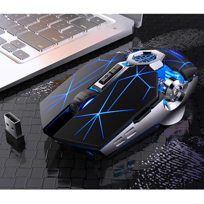 2021 Silent Chuột Không Dây Pin Sạc 2.4G Chuột Chơi Game 1600 DPI 7 Nút Bấm Đèn Nền LED Quang USB Cho Máy Tính laptop