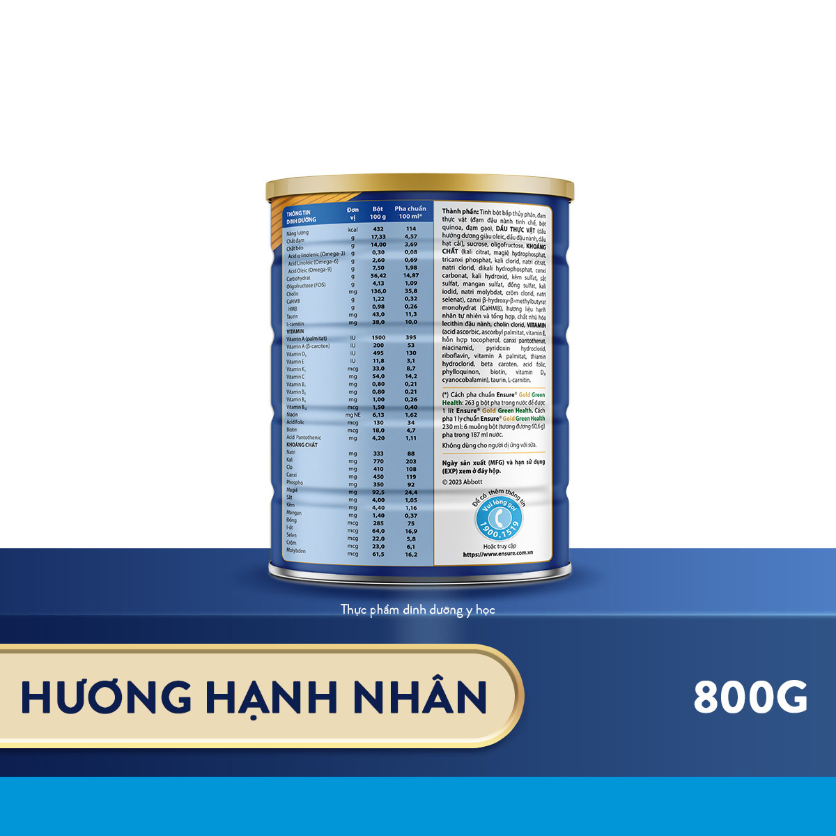 Thực phẩm dinh dưỡng y học Ensure Gold Green Health 800g/850g