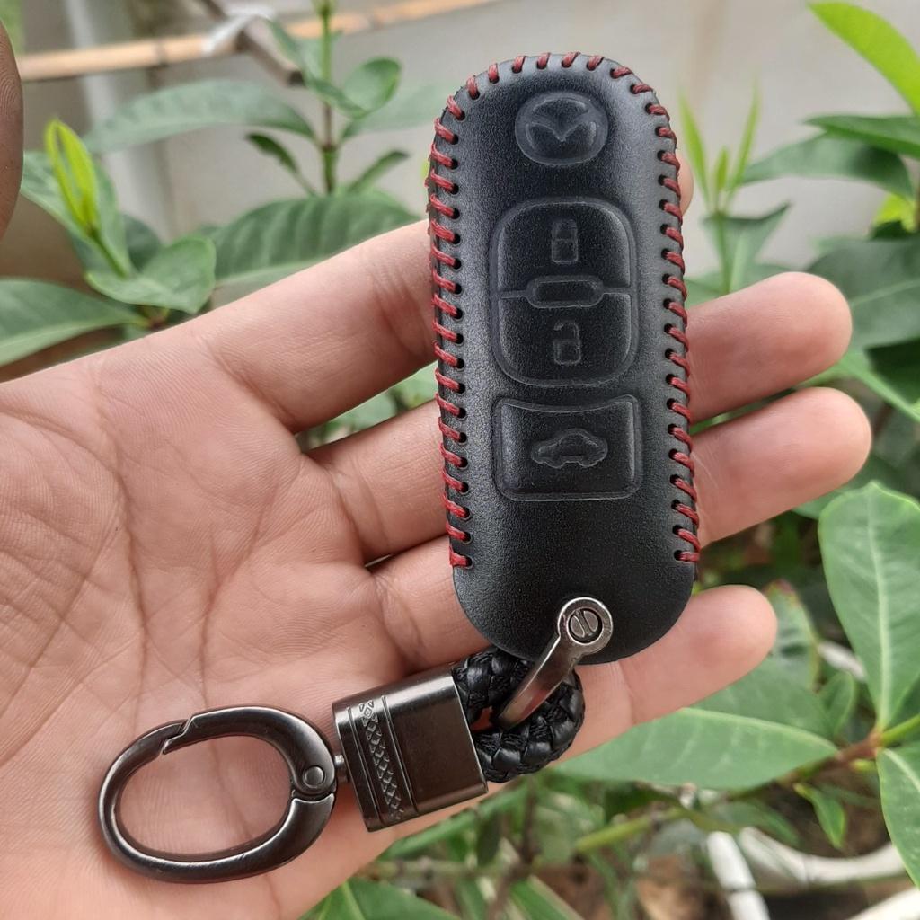 Bao Da Chìa Khóa MAZDA 3 NÚT. Da Bò Nhập Khẩu ITALIA, Khắc Tên + Số ĐT Chủ Xe,
