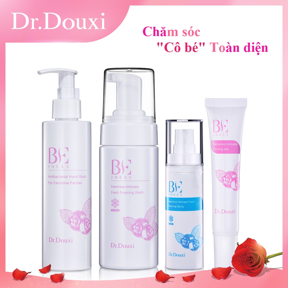 Bộ 4 Sản Phẩm Chăm Sóc Vùng Kín Phụ Nữ Dr.DOuxi- Dung Dịch Vệ Sinh + Kem Dưỡng Hồng Và Se Khít Vùng Kín + Xịt Phụ Khoa + Nước giặt ta đổ lót Dr.Douxi