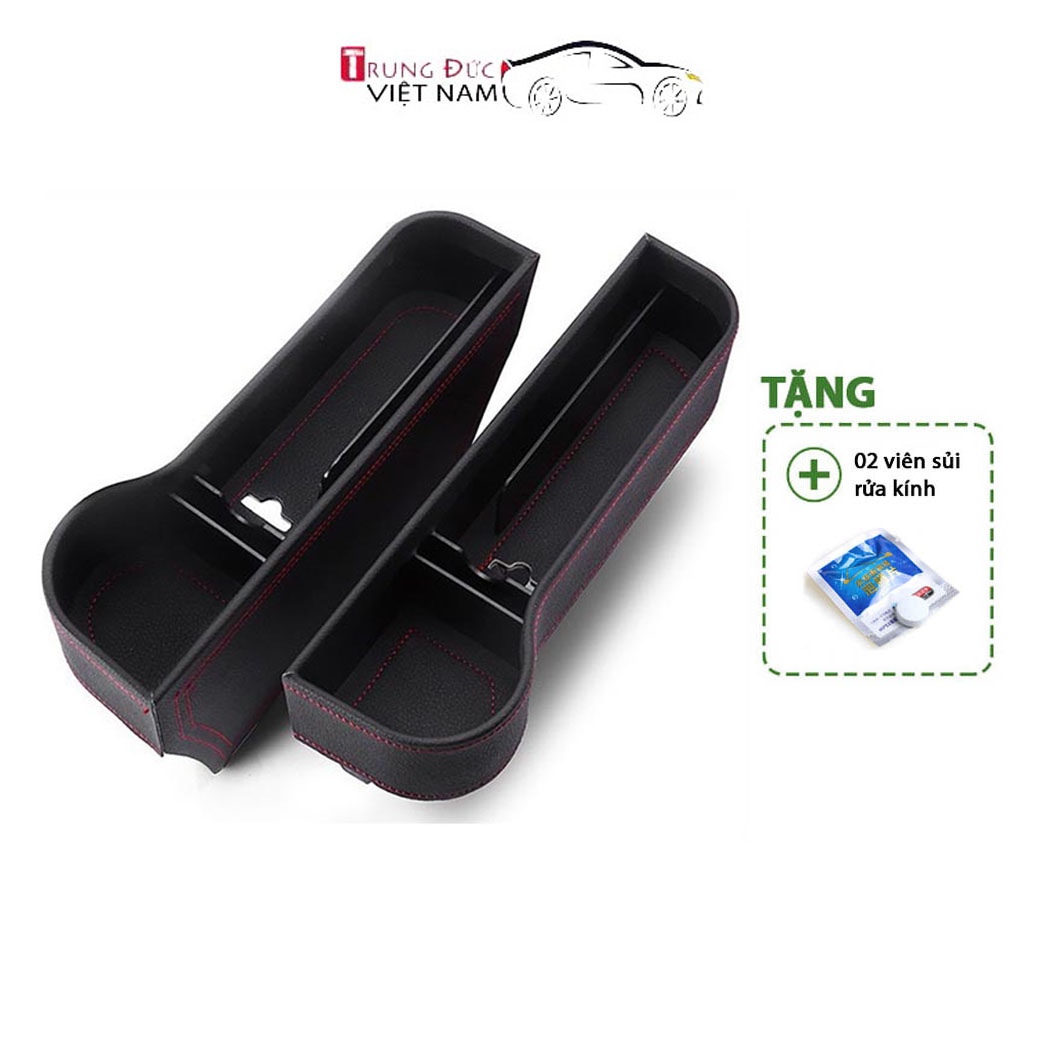 Bộ Khay Để Đồ Bọc Da Cao Cấp Ghế Lái + Ghế Phụ Nhét Khe Ghế Ô Tô - Hàng Chính Hãng TDVN