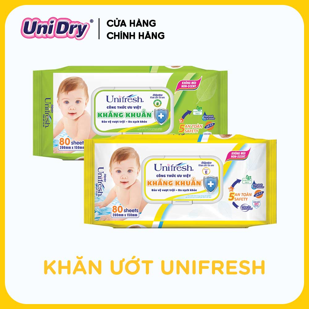 [Qùa tặng không bán] Khăn ướt UniFresh Vitamin E 80pcs