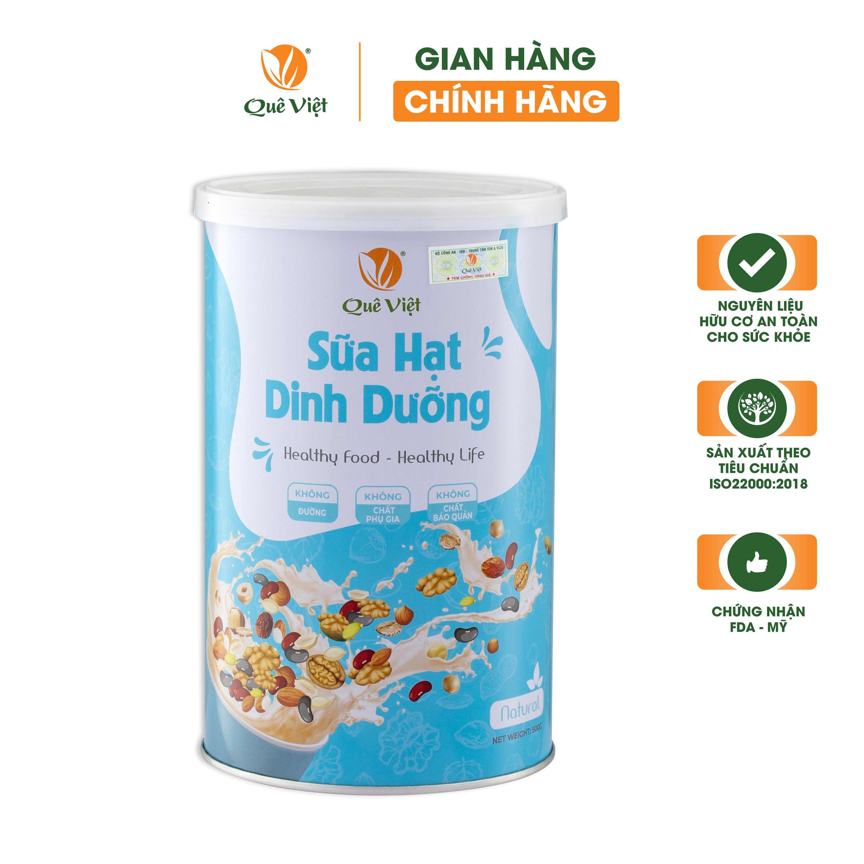Sữa hạt dinh dưỡng Quê Việt (Lon 500G)