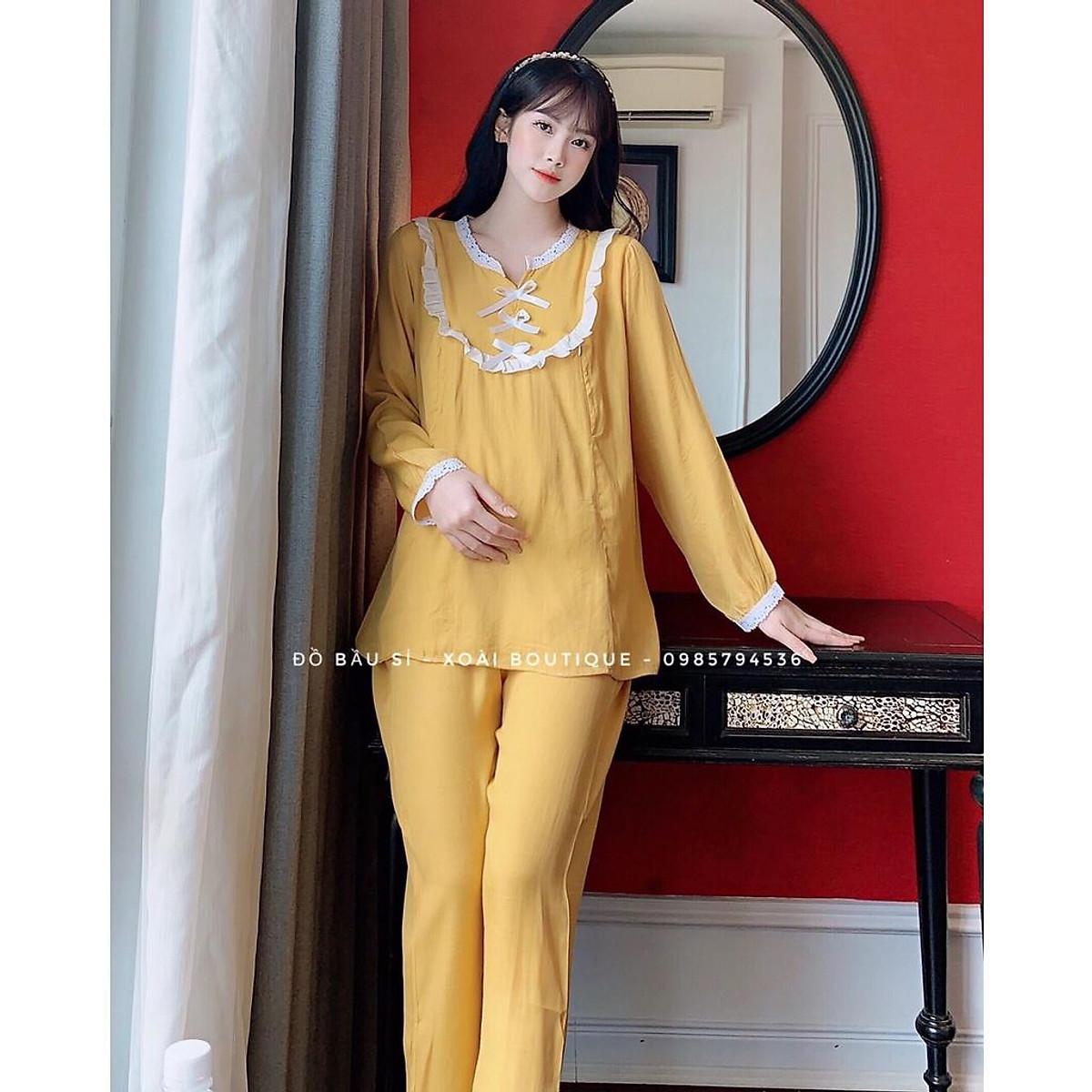 Bộ bầu dài chất đũi Hàn trơn cao cấp nhiều màu, mặc ở nhà ra ngoài đều đc quần có chun chỉnh️