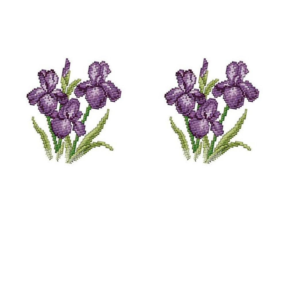 2Set Stamped Cross Stitch Kit With Pre-printed Cloth Fower Pattern