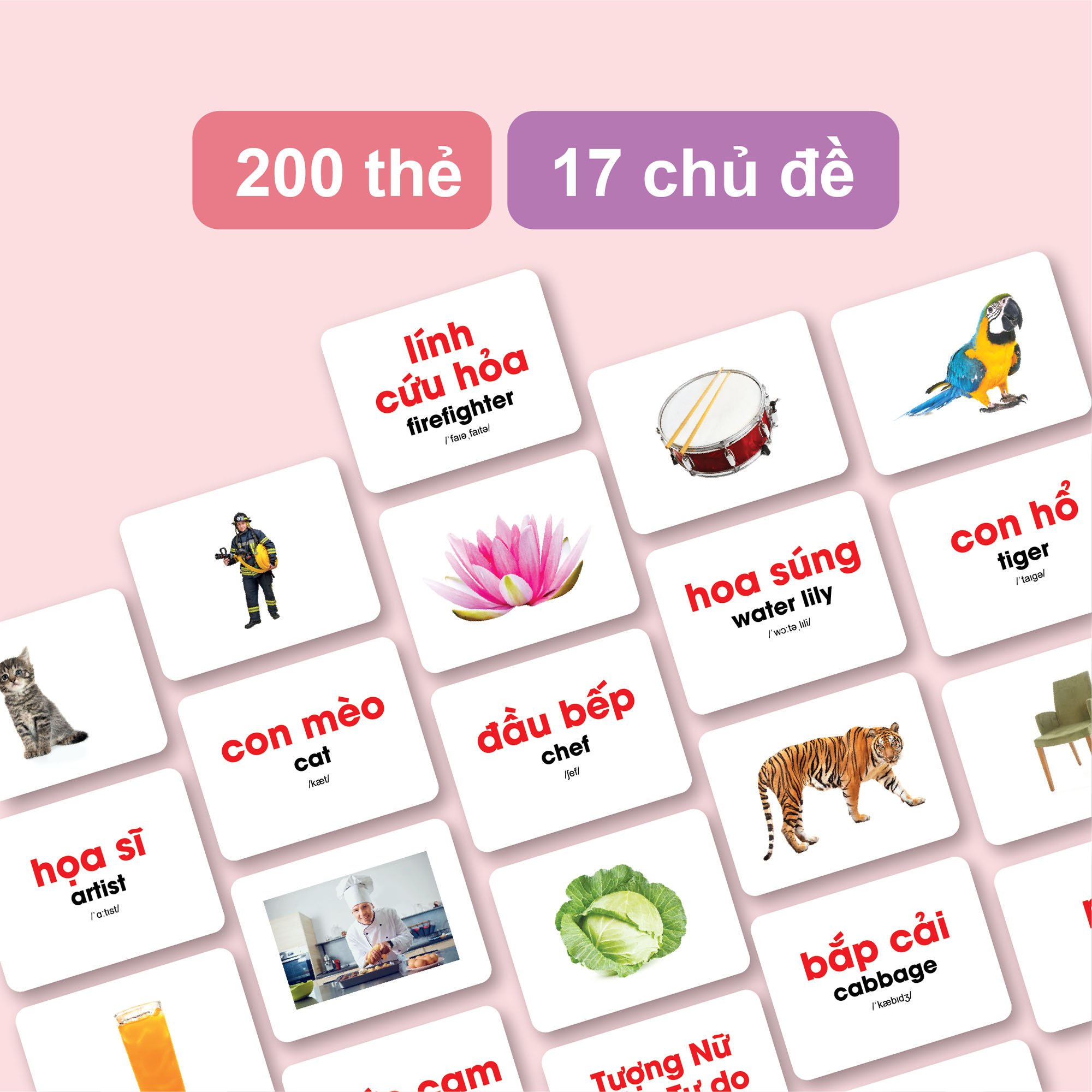 Flashcard cho bé - Bộ 200 thẻ học thông minh Glenn Doman Thế Giới Xung Quanh  - Song ngữ (0-6 tuổi)