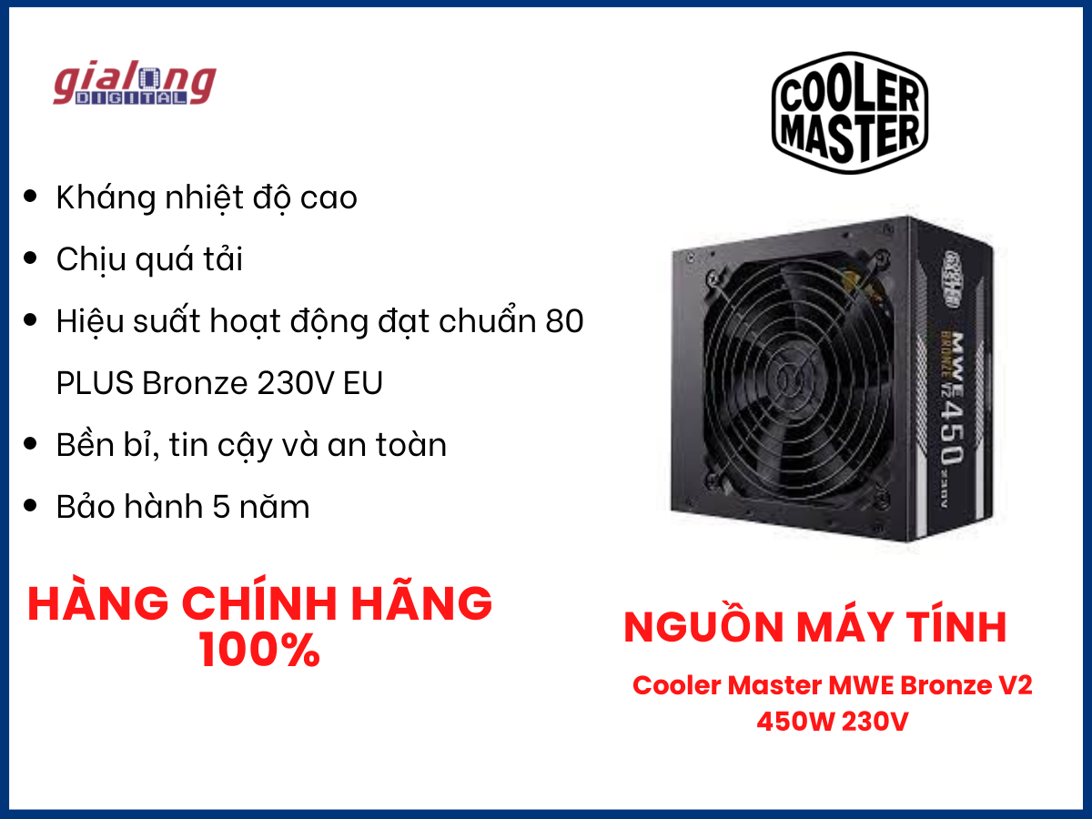 Nguồn máy tính Cooler Master MWE Bronze V2 450W 230V - Hàng chính hãng