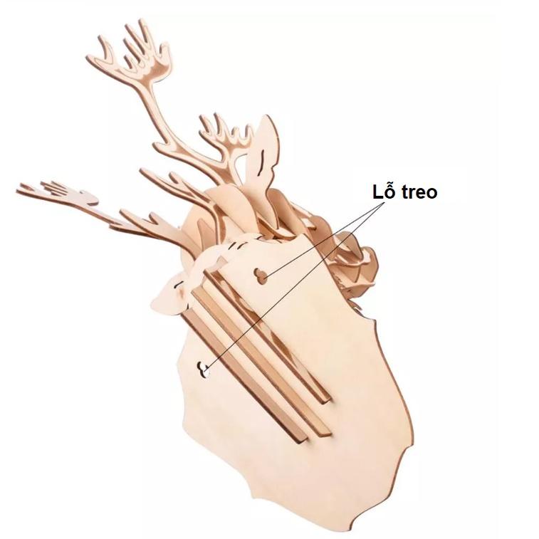 Mô hình lắp ráp đầu hươu 3D trang trí treo tường bằng gỗ Lắp ráp mô hình trang trí treo tường