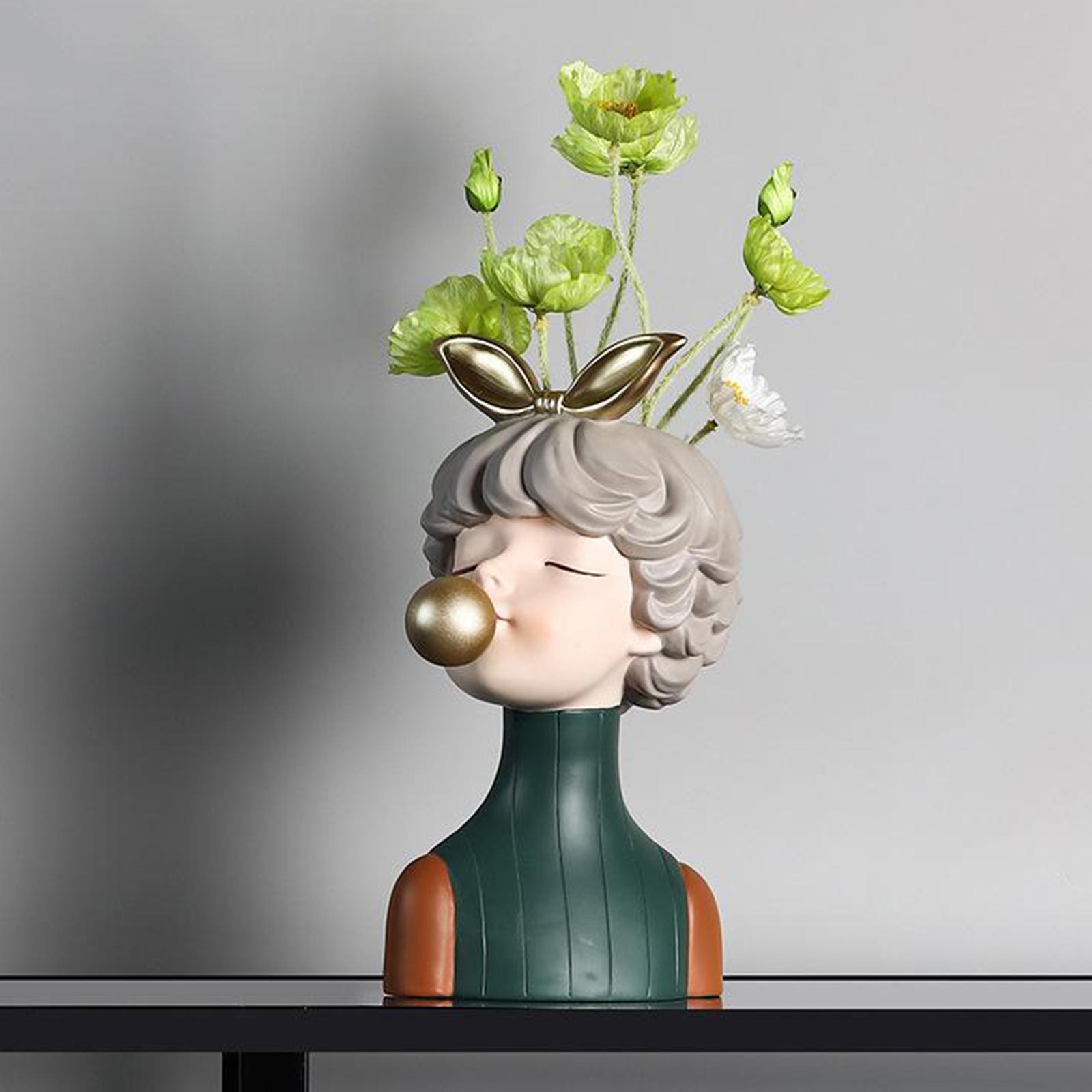 Blowing Bubbles Girl Creative Vase Decoration Ornaments Water Cultivation Flowers Bottle Dry Vase Home Living Room Table Art Statue