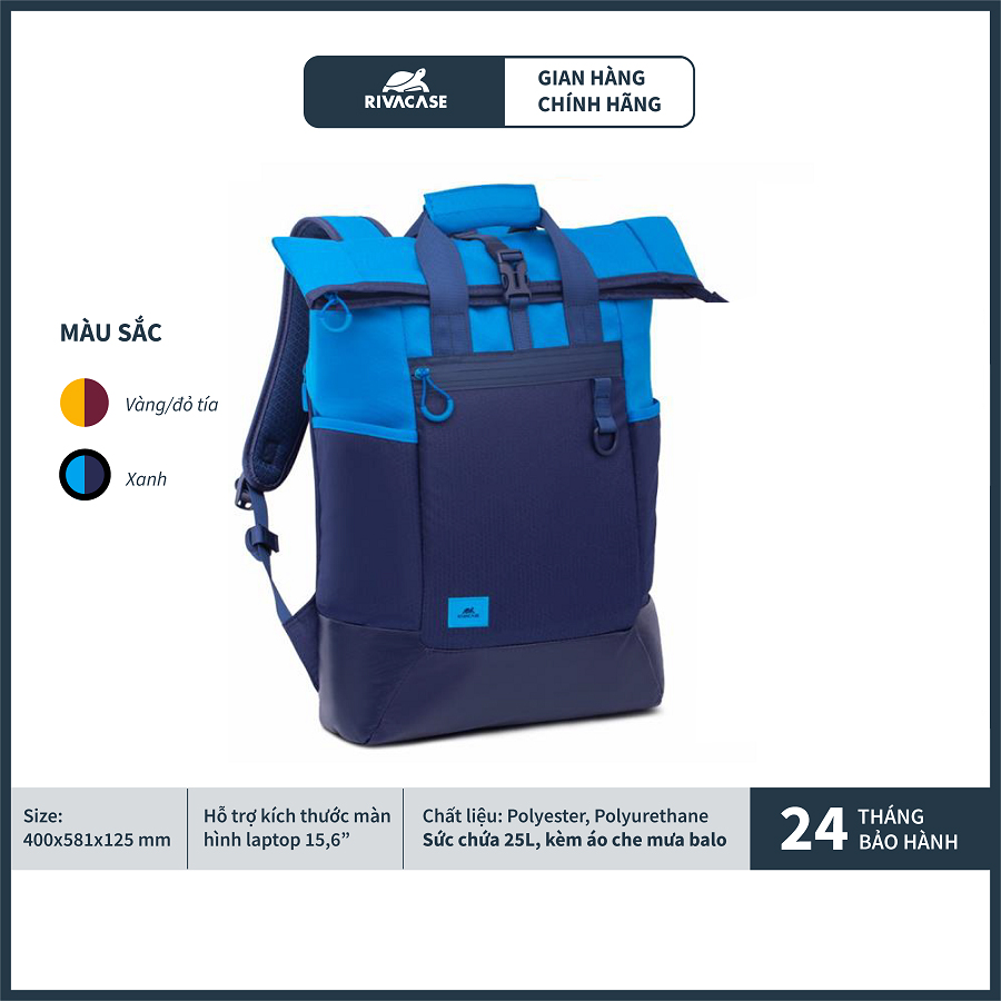 Ba lô 25L Rivacase 5321 hỗ trợ laptop 15.6" Chất liệu Polyester Hàng Chính Hãng