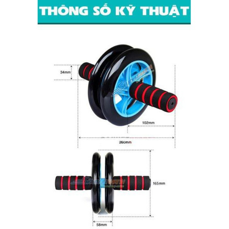 Bánh xe lăn tập cơ bụng giảm mỡ, con lăn bánh xe giúp tập cơ bụng 6 múi hiệu quả cho nam, thon eo định hình vóc dáng nữ