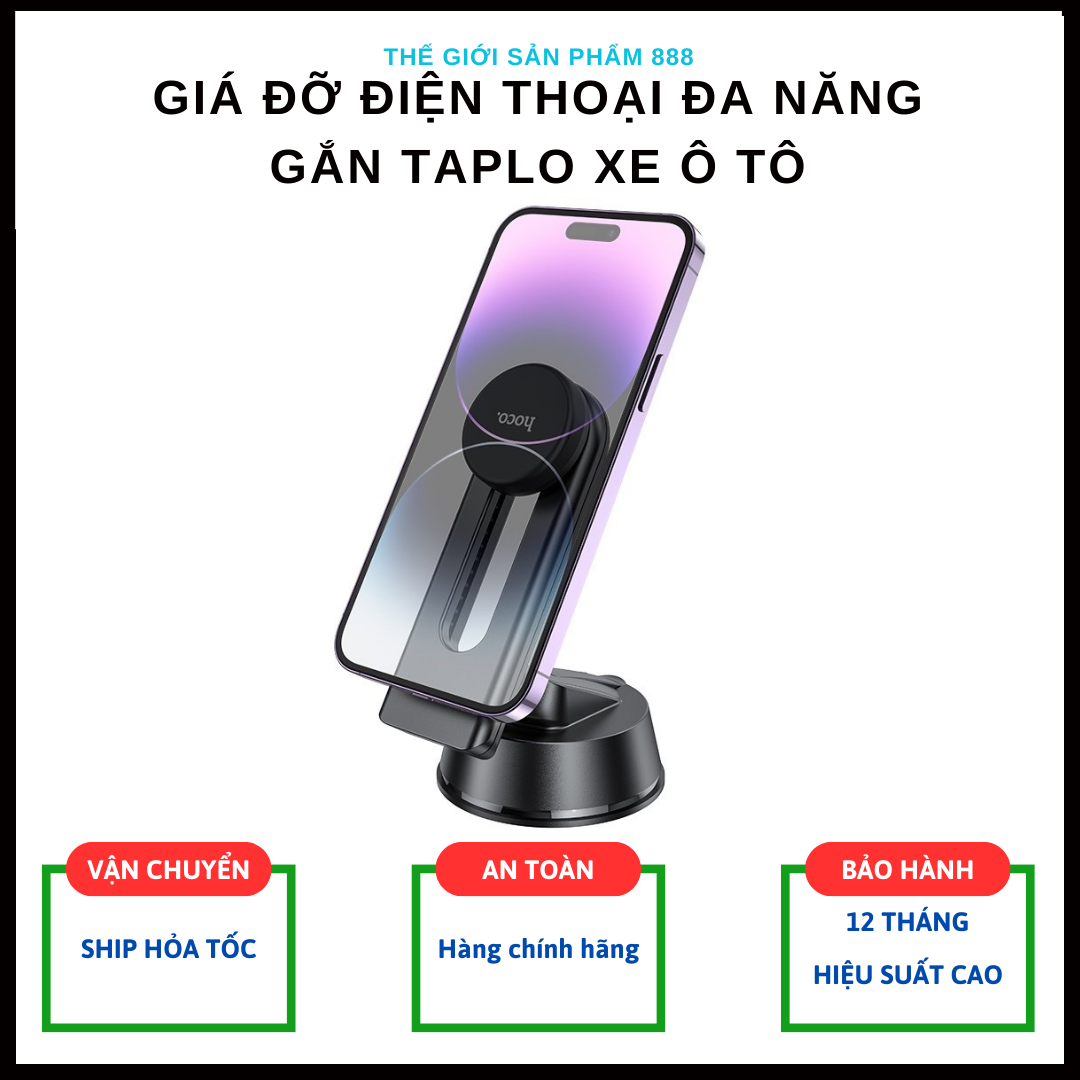 Giá đỡ điện thoại cao cấp từ tính tiện lợi dành cho vị trí taplo ô tô, chắc chắn hoco H16 - Hàng chính hãng