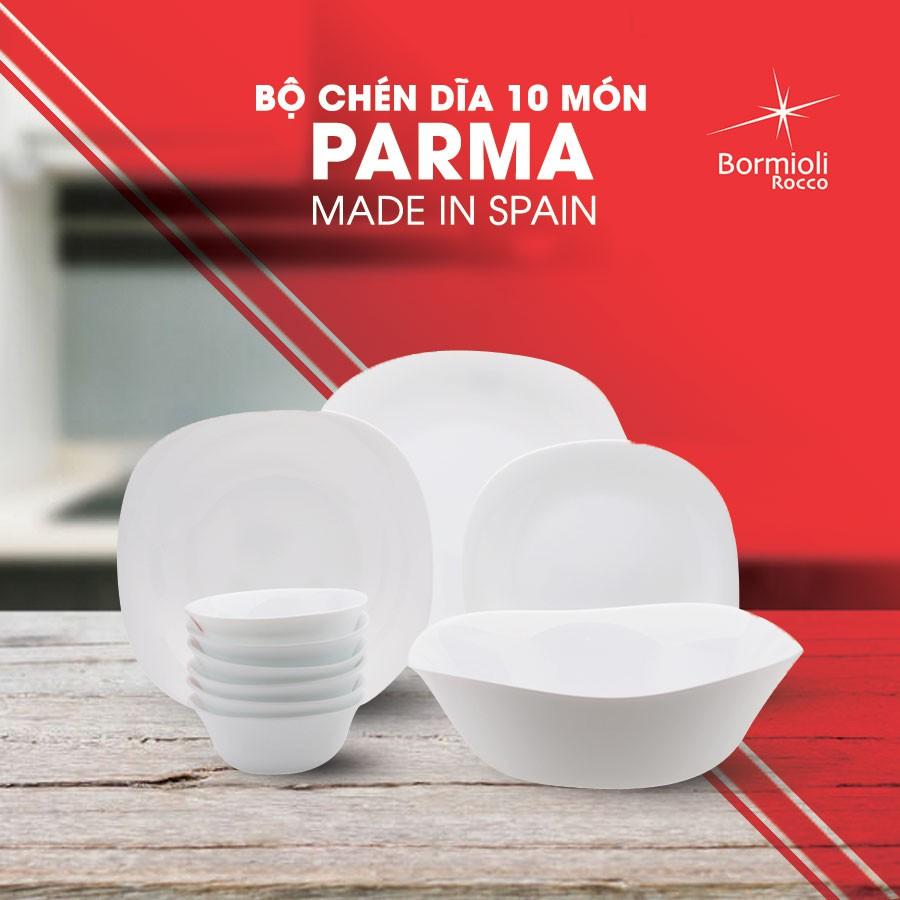 Bộ chén đĩa thủy tinh opal 10 món PARMA bền gấp 3 lần thủy tinh thường