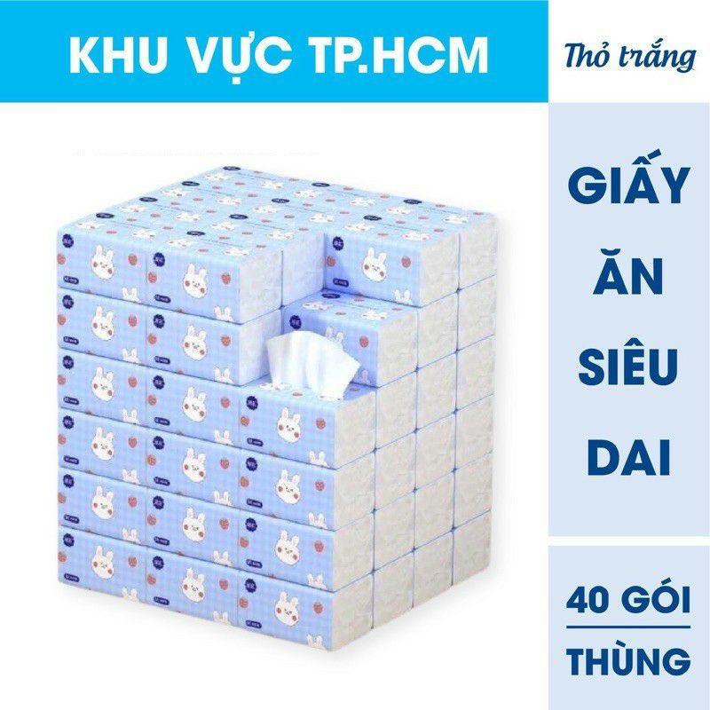 Giấy ăn con thỏ trắng dễ thương siêu dai thùng 40 gói - Khăn giấy rút vệ sinh hình con thỏ cực xinh 4 lớp nội địa trung