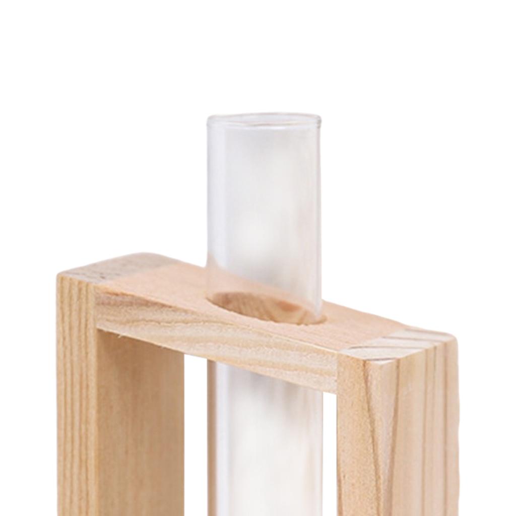 Tabletop Planter Flower Bud Vase Desktop Glass Terrarium Wooden Stand Test Tube Vase for Propagating Hydroponic Plants Home Garden Wedding Decoration