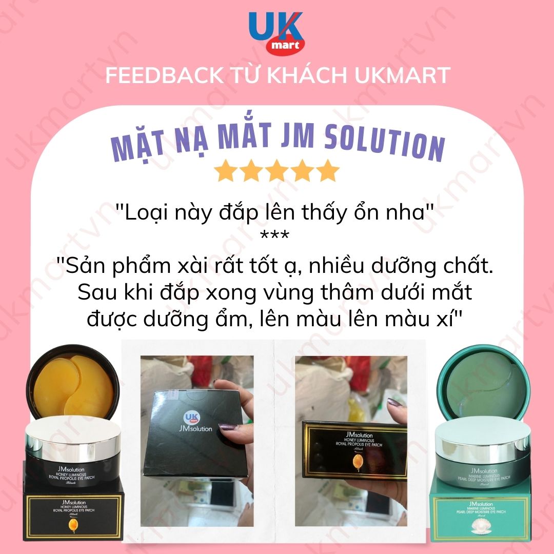 Mặt Nạ JM Solution Xóa Thâm Quầng Mắt Và Nếp Chân Chim Eye Patch (Đen Sáp Ong) 60 Miếng Giảm Thâm Quầng Mắt Ngọc Trai Marine Luminous Pearl Deep Moisture Mask 90g/60pcs