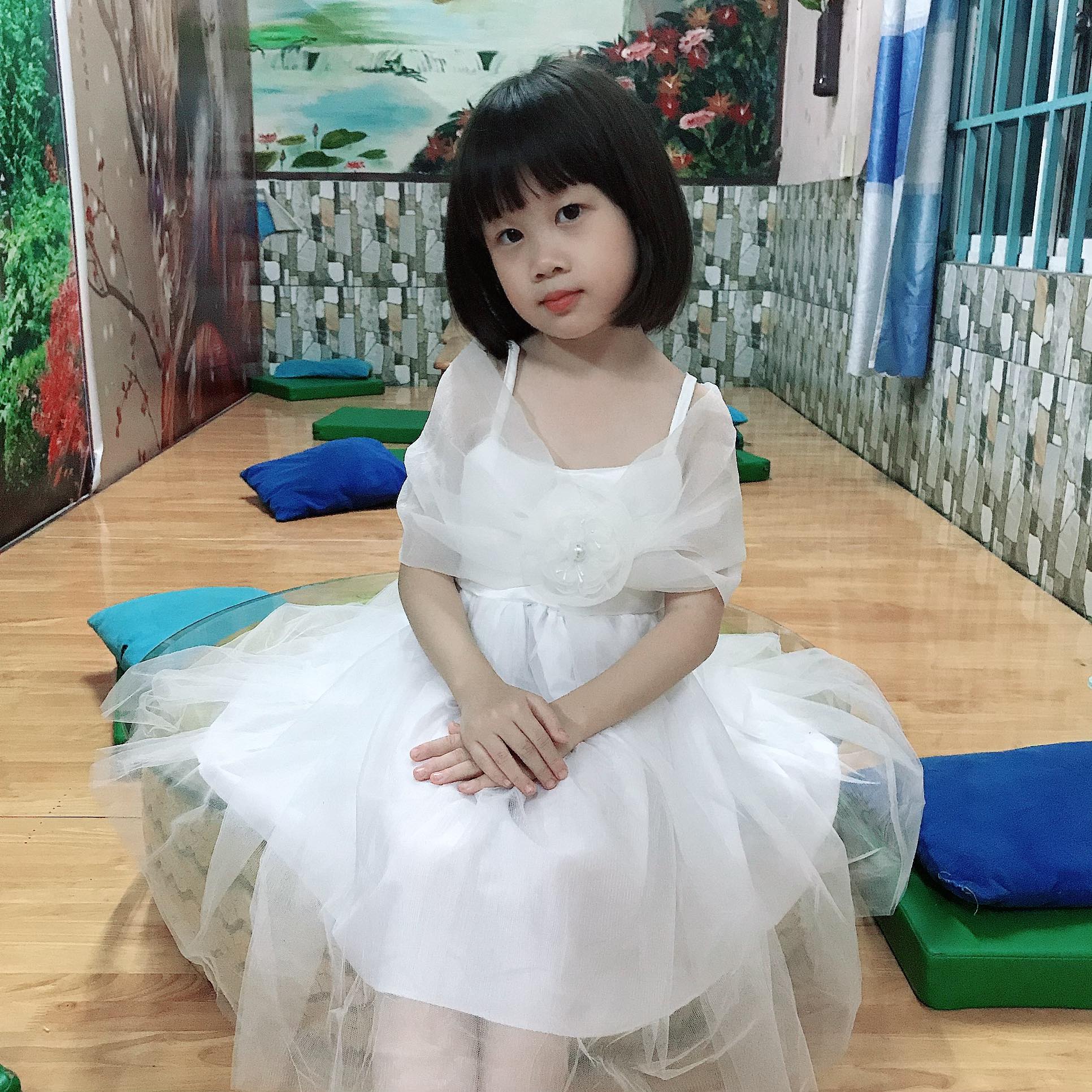 Váy đầm công chúa bé gái kiểu nơ trễ vai cho bé từ 10kg đến 24kg