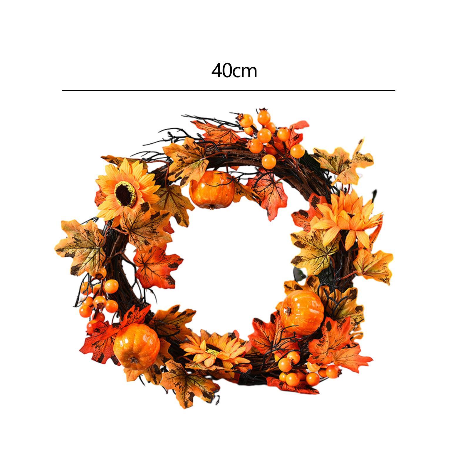 Fall Wreath for Front Door Porch Autumn Wreath Artificial Wreath Maple Leaves Wreath Harvest Wreath for Wall Farmhouse Decor