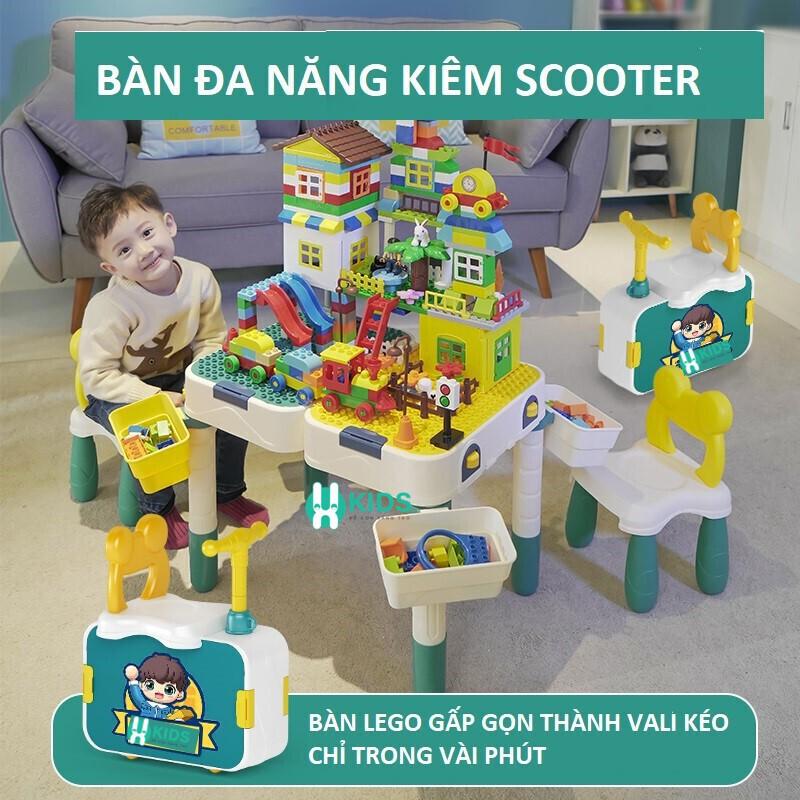 Bàn Lego Kiêm Vali Kéo Cho Bé, Bàn Giáo Dục Đa Chức Năng Trẻ Em Cao Cấp