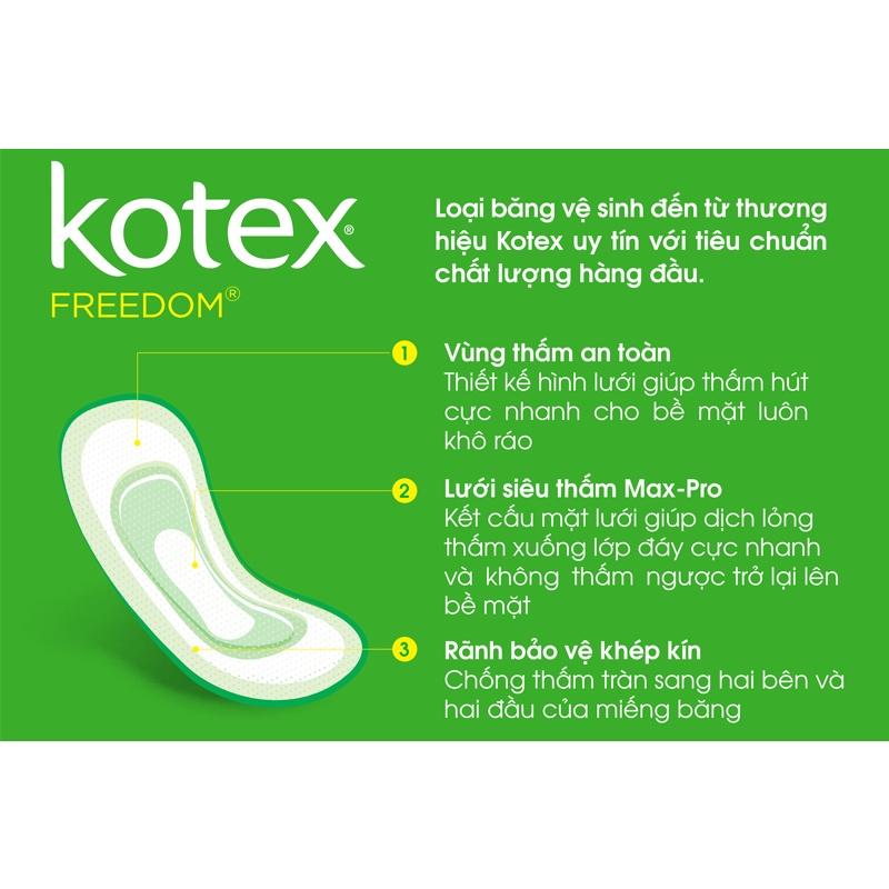 Combo 4 Băng Vệ Sinh Maxi 23cm Kotex FreeDom Mặt Bông Mềm Mại 8 miếng