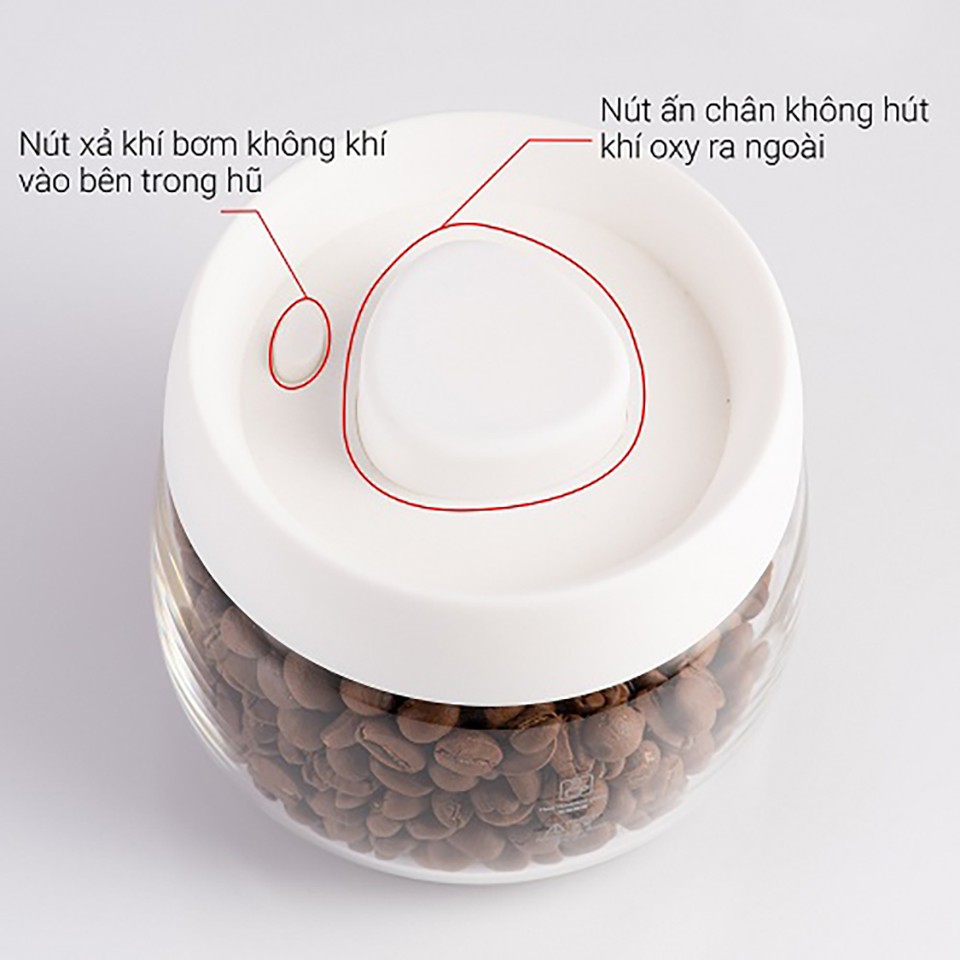 Hũ đựng cà phê thủy tinh van hút chân không