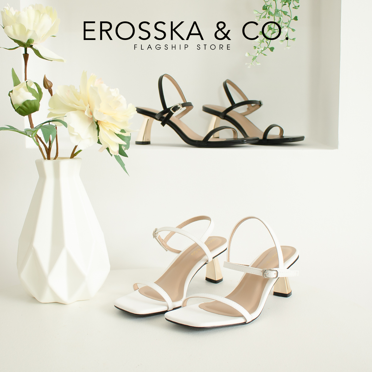 Erosska - Giày sandal cao gót nhọn kiểu dáng Hàn Quốc cao 5cm _ EB046