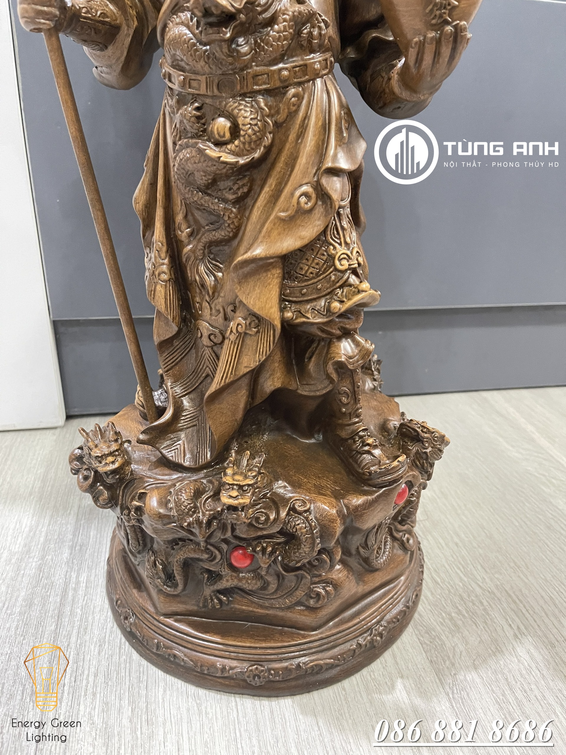 Tượng Quan Công Cầm Đĩnh Vàng Size 50cm - Mang Lại Sự May Mắn , Tài Lộc , Bình An - Có Video Thực Tế