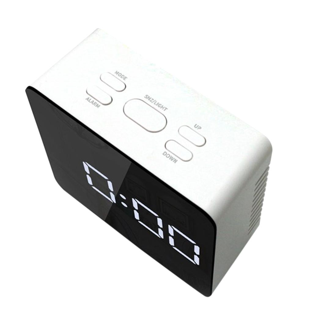 2Pcs Table LED Clock - Time Snooze Alarm Clock Mirror Thermometer - Square