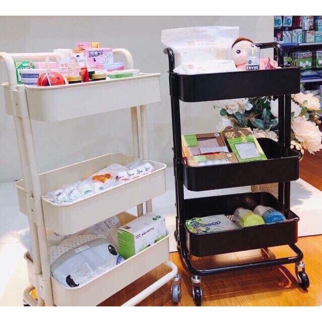 Kệ xe đẩy 3 Tầng bằng sắt GẤP GỌN, kệ đa năng