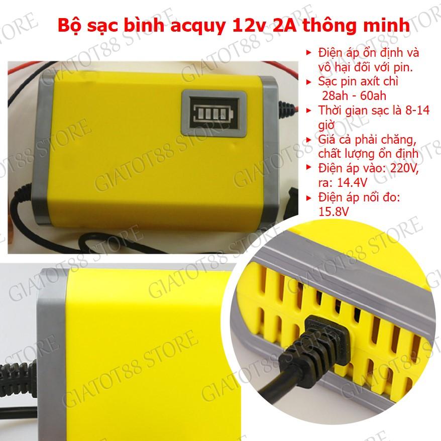 Bộ cục sạc bình ắc quy 12V 2Ah-20Ah cho xe máy xe đạp điện xe đồ chơi tự động ngắt có đèn báo đầy