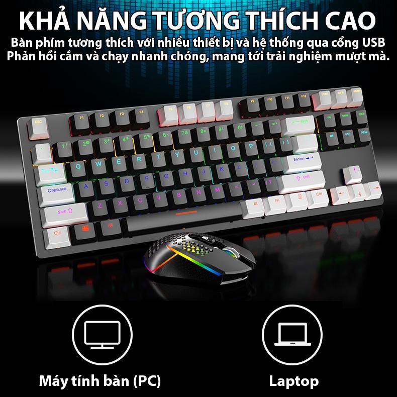 Bàn phím cơ Coputa bàn phím máy tính gaming chơi game laptop TKL Full LED Rainbow K550