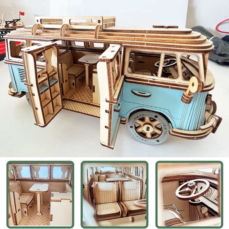 Đồ chơi lắp ghép gỗ 3D Mô hình Xe Cắm trại Camper Van