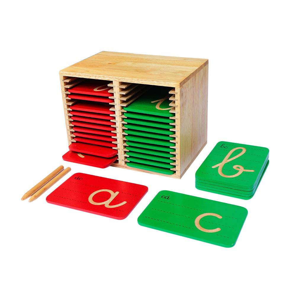 Bộ luyện viết chữ bằng gỗ tiện lợi cho bé, đồ chơi gỗ Montessori, giáo cụ mầm non cao cấp