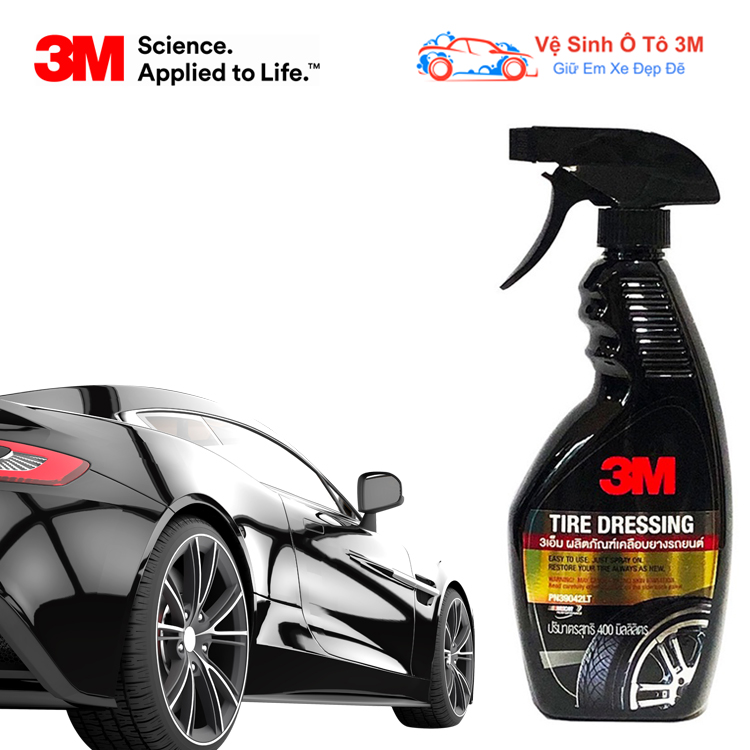 Chai xịt bảo dưỡng lốp xe, tẩy sạch, tái tạo độ đen bóng, chống lão hóa vỏ xe 3M Tire Dressing 39042LT 400ml
