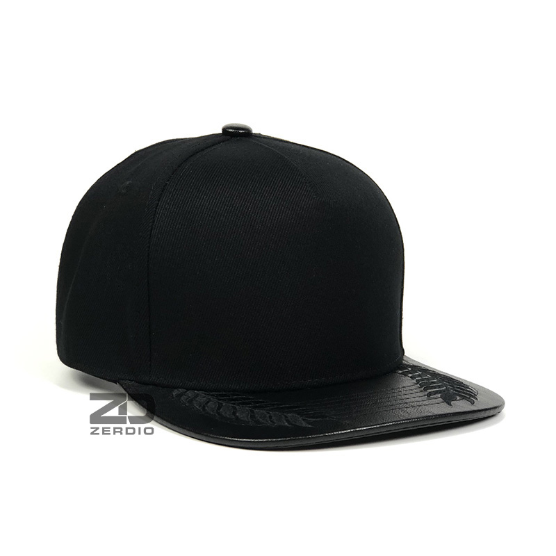 Mũ lưỡi trai hiphop, nón snapback nam nữ lưỡi da màu đen cao cấp - SN96