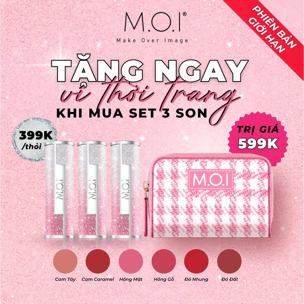 Set 3 Son Môi M.O.I Hồ Ngọc Hà Son Thỏi Lì M.O.I THE STARS 2022 (Bản Giới Hạn