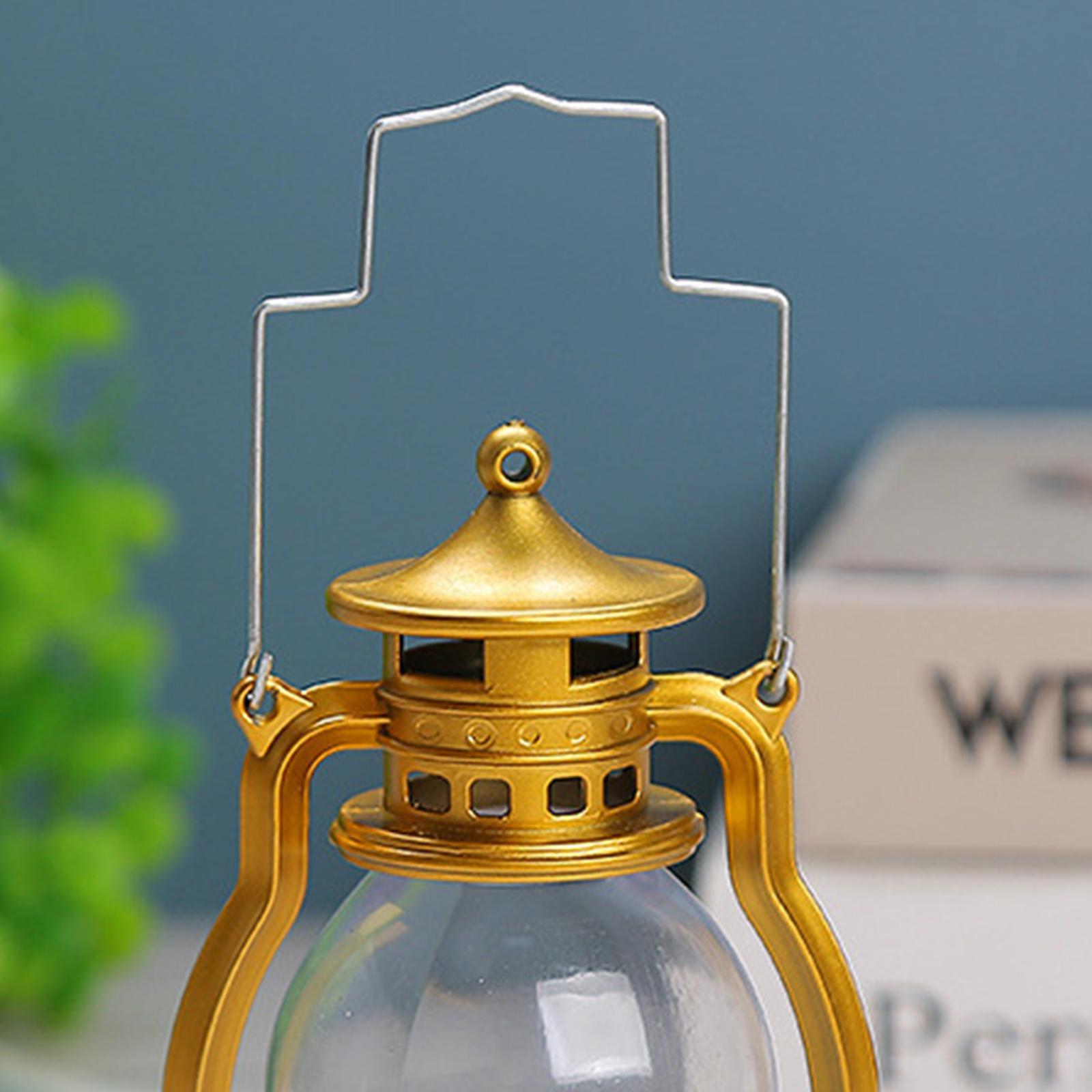 2Pcs Lantern LED Oil Lamp Table Porch Cabin Winery Light Golden