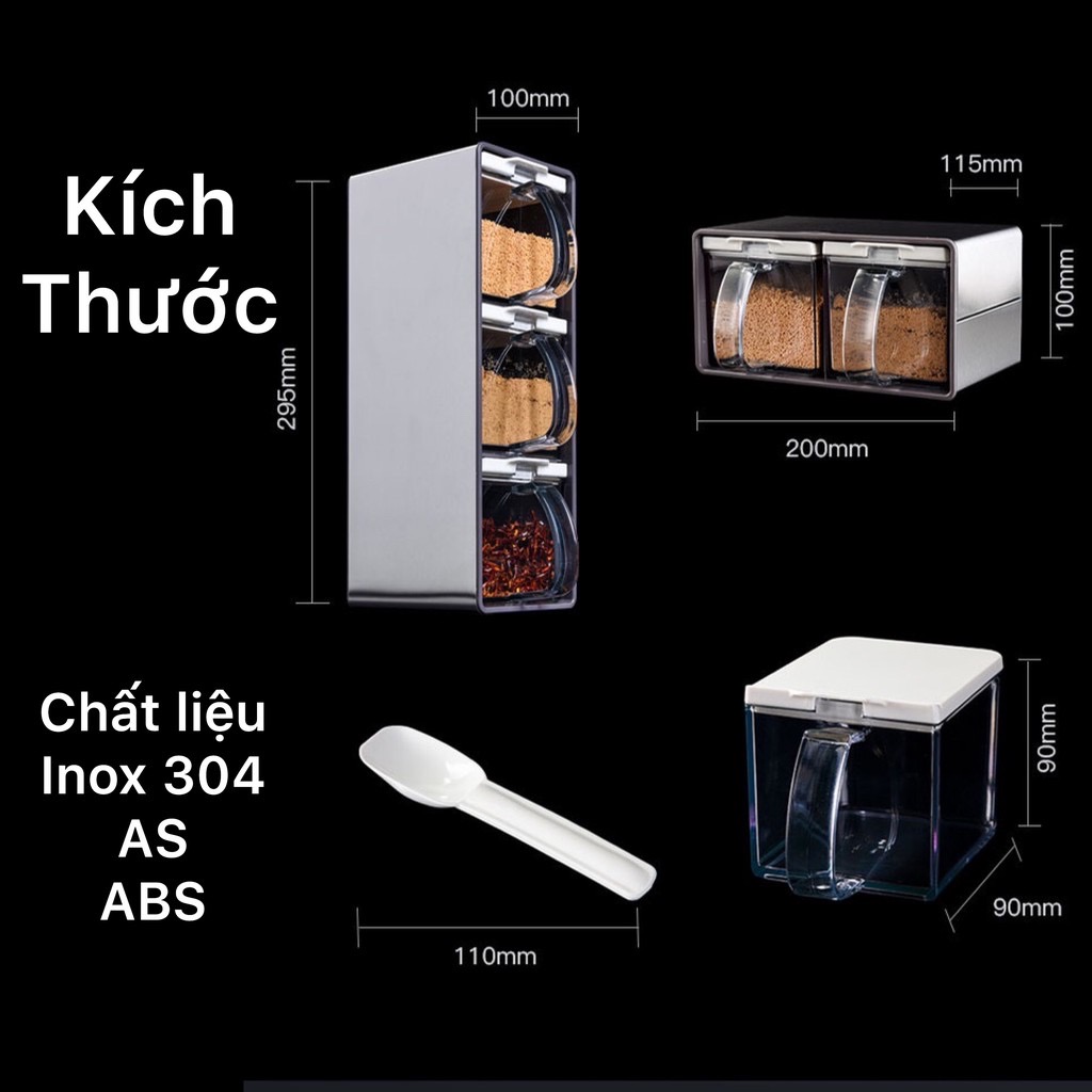 Bộ kệ kèm hộp hũ lọ đựng gia vị phong cách hiện đại