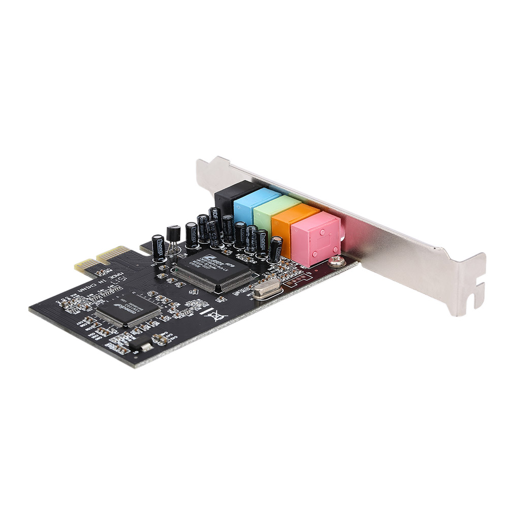 Card PCI-E Express 5.1 Âm Thanh Vòm 5 Cổng Cho Máy Tính Để Bàn, Màu Đen
