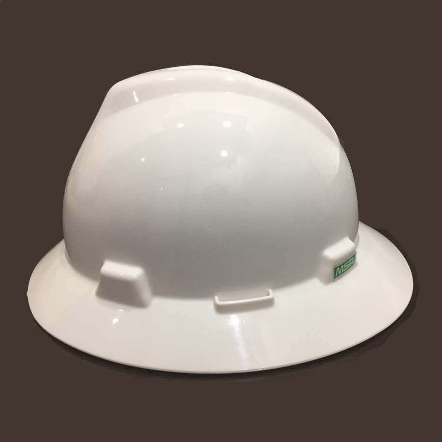 Nón bảo hộ có vành MSA 475369 V-Gard Slotted Safety Full Brim Hat Fas-Trac Suspension White