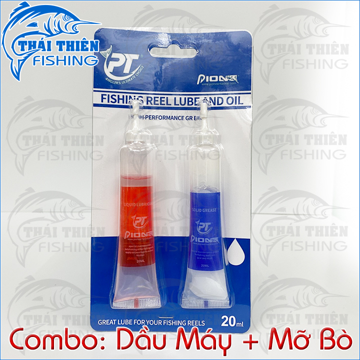 Combo 2 Chai Dầu Máy Mỡ Bò Pioneer Dùng Bôi Trơn Bánh Răng Nhông Bạc Đạn Bảo Dưỡng Các Loại Máy Câu Cá Đứng, Ngang