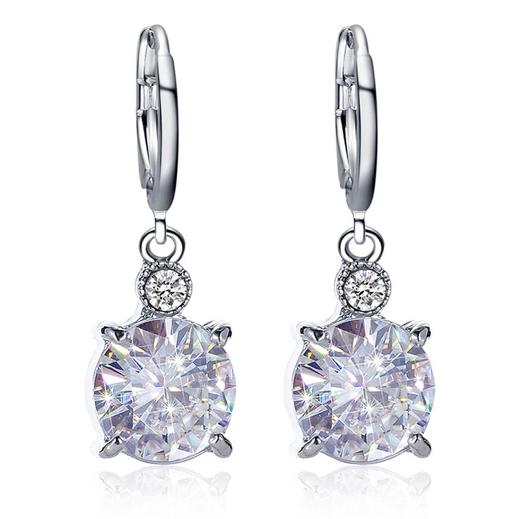 Round Zircon Crystal Crystal Bridal Pendant Necklace Earrings Jewelry Sets