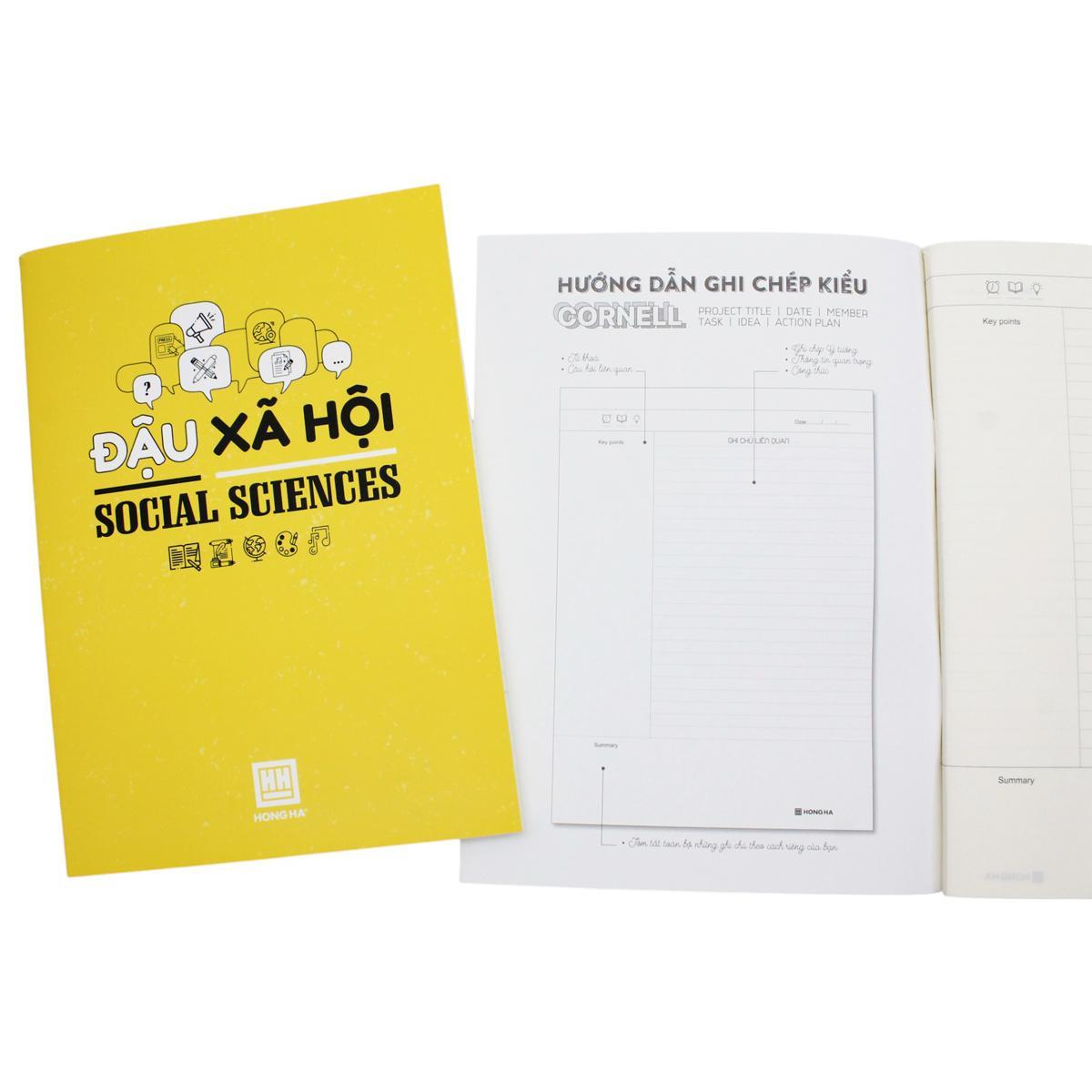Tập Gáy Ghim Study Đậu Xã Hội - Môn Văn, Sử, Địa - Kẻ Ngang - 200 Trang 70gsm - Hồng Hà 1471 - Màu Xanh Vàng