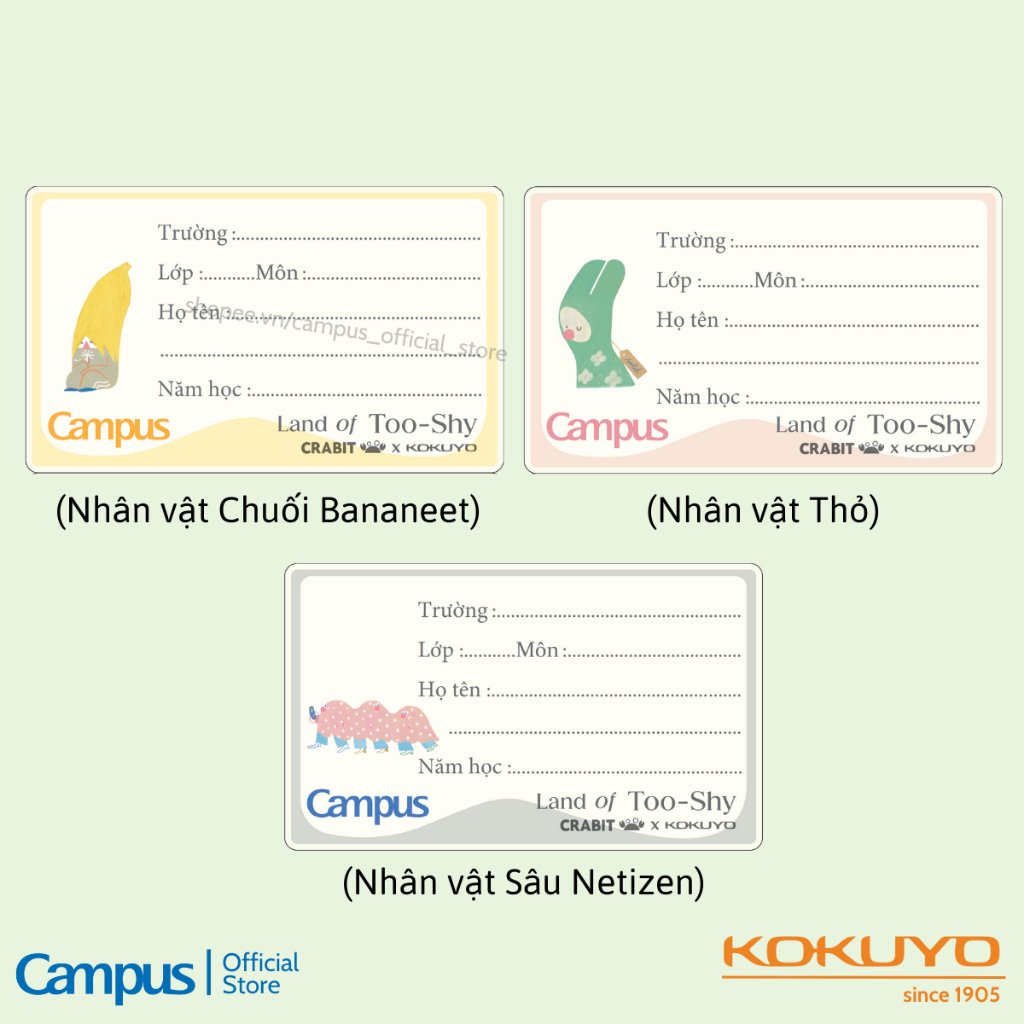 Combo 2 tập Nhãn Vở Campus Land Of Too Shy NT-18LTS - 36 chiếc