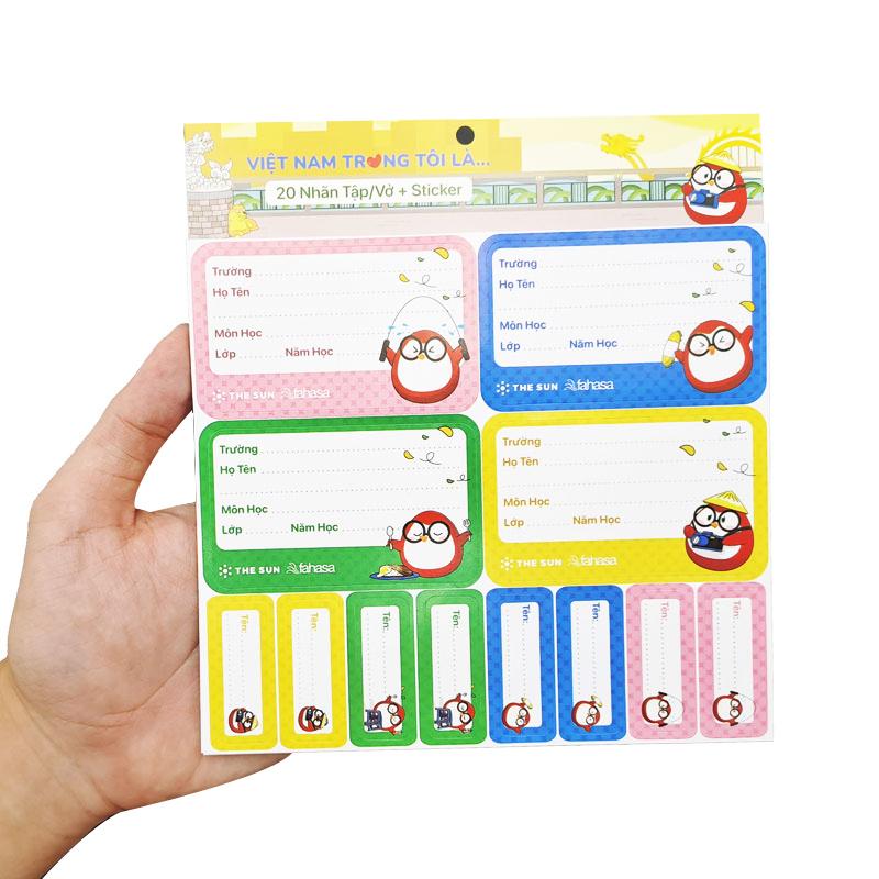 Nhãn Vở Việt Nam Trong Tôi Là 4 Ô Kèm Sticker - The Sun (20 Nhãn)