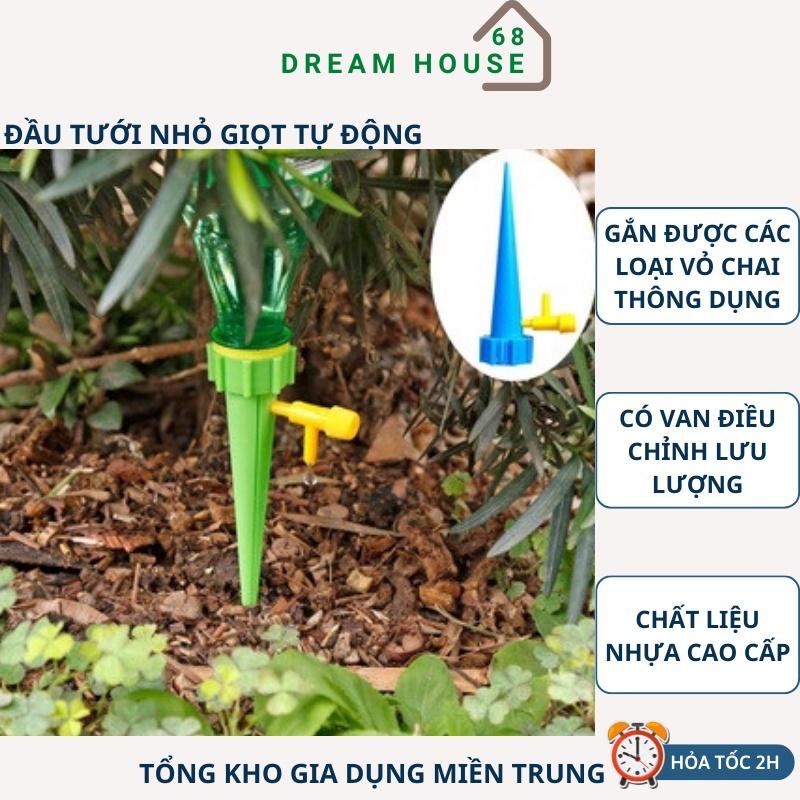 Đầu Tưới Nhỏ Giọt Tự Động Gắn Chai Nước Có Van Điều Chỉnh Lưu Lượng